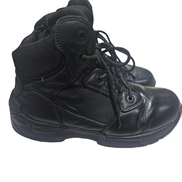 Tactical Black Nortiv8 Leather & Mesh Combat/Work Boots With Side Zipper - Picture 6 of 7